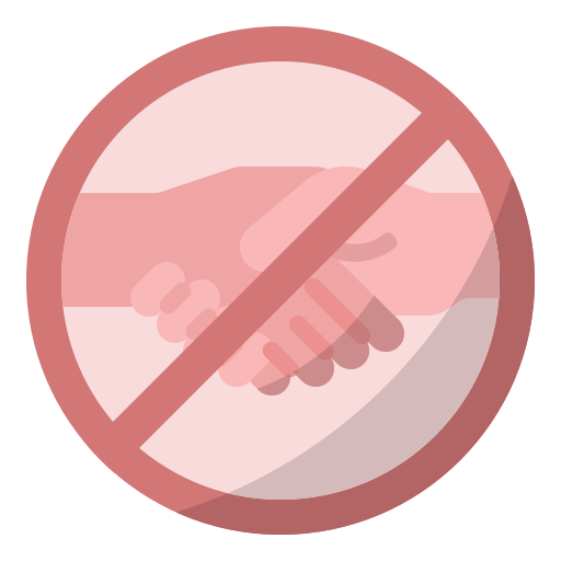 Coronavirus, covid19, prohibited, stop shaking hands, virus transmission icon